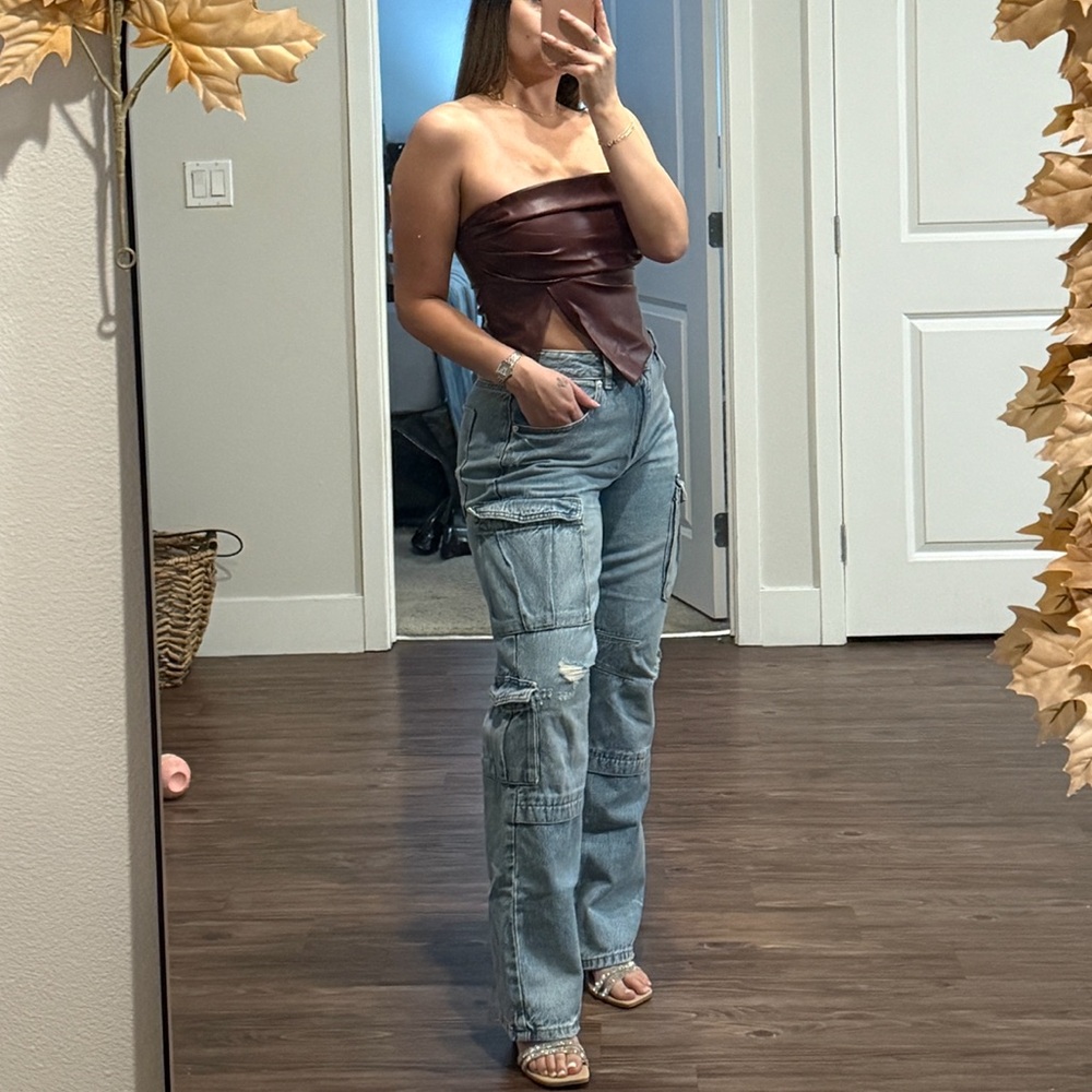 Garage blue denim cargo pants